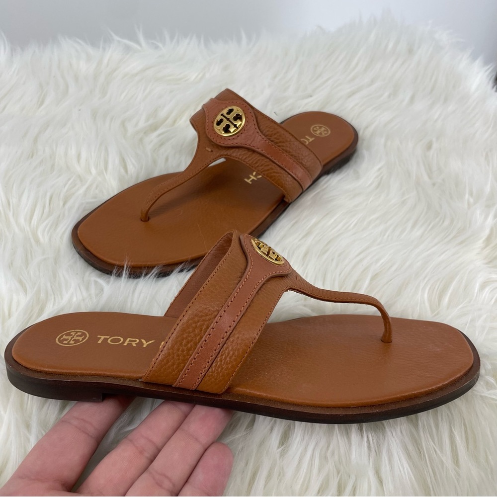 Tory Burch Carson Thong Welt Sandal size 6.5 brown leather